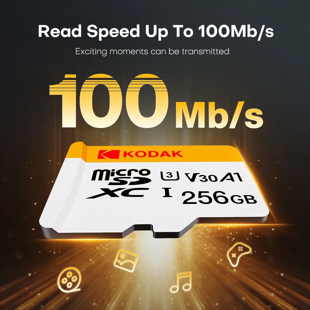 KODAK Mini Memory SD Card 256 ГБ 128 64 32 U3 V30 4K Full HD Micro TF Флэш-карта памяти для
