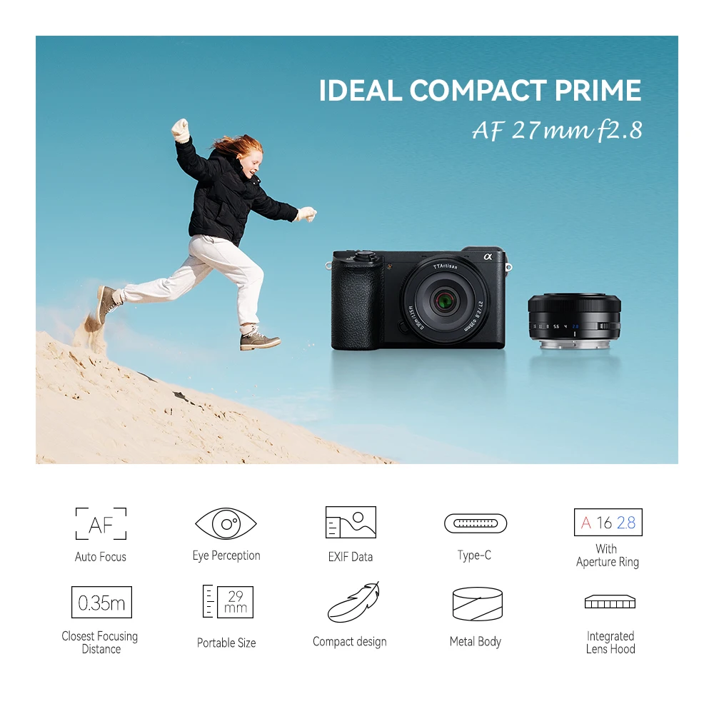TTArtisan Автофокус 27 мм F2.8 объектив камеры Fujifilm XF крепление для XA7 XT30 XPRO XE4 XS10 Sony E Nikon Z 0