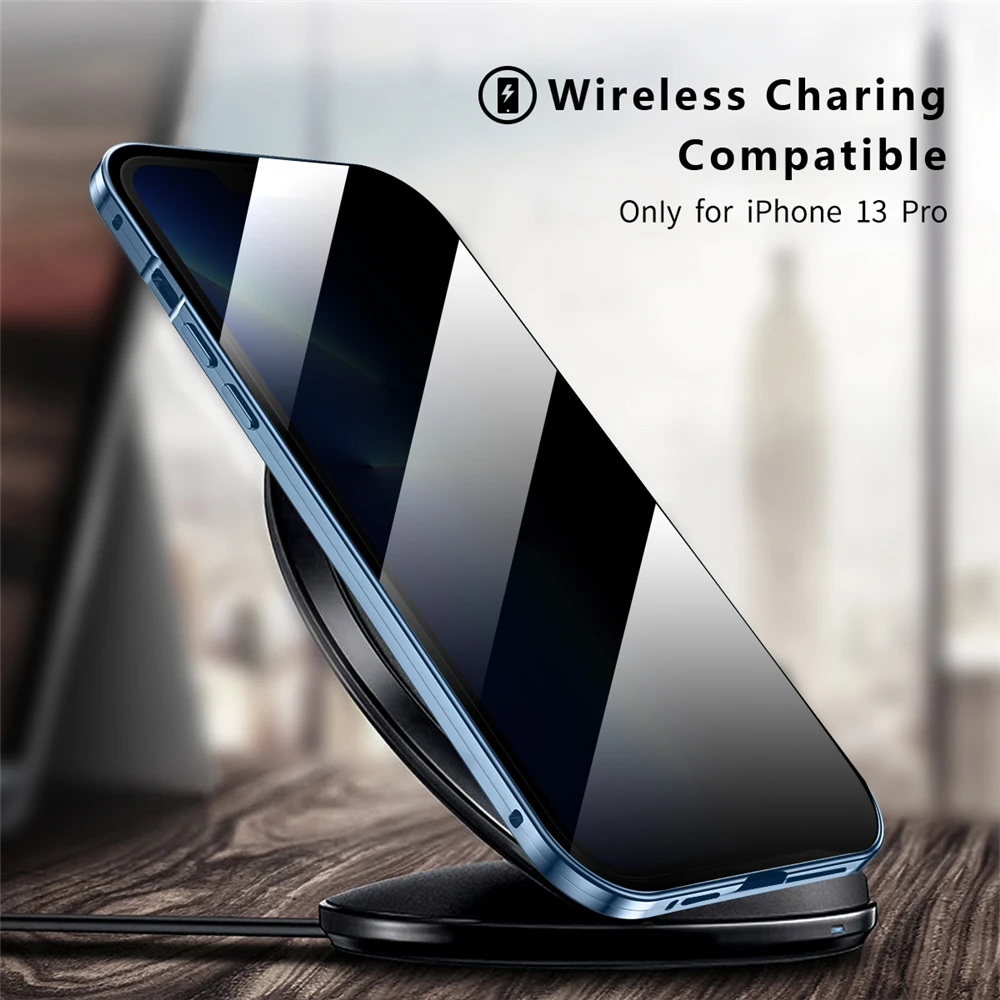 

Magnetic Metal Anti Privacy Prevention 360° Full Protection Cover For iPhone 13 Pro Max 12 Mini 5G Case Shockproof Coque Fundas