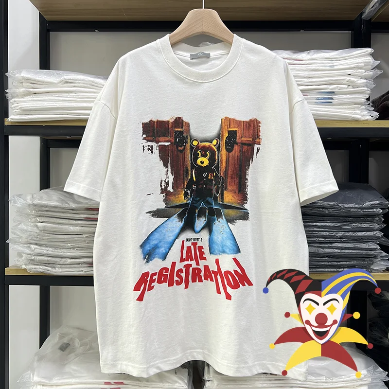 

Kanye West T-Shirt Men Women Best Quality Vintage Bear Washed T Shirt Tops Tee