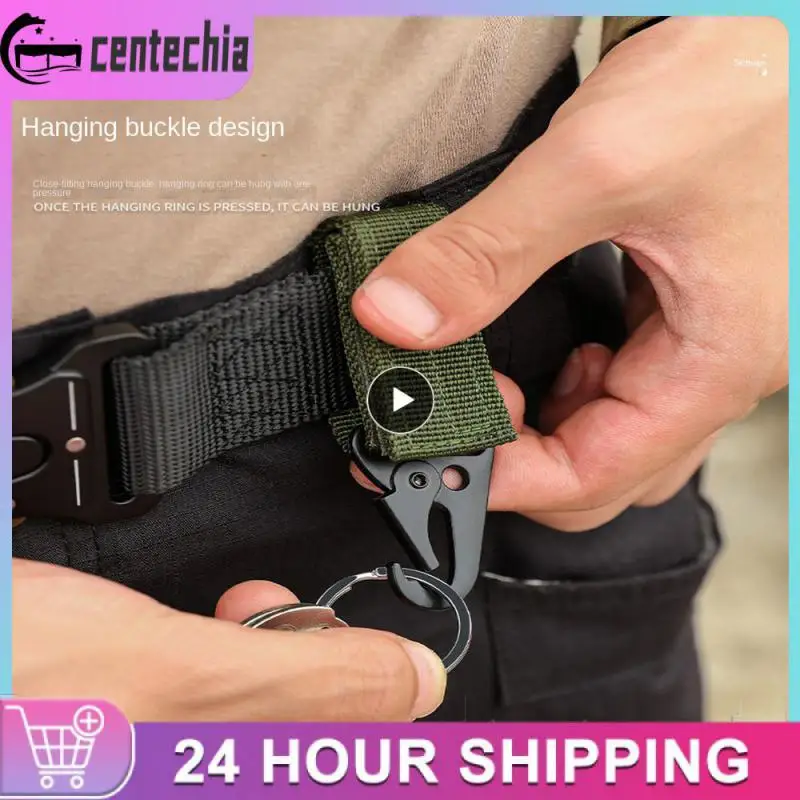 

Belt Buckle Multi-functional 18g Tactical Mountaineering Buckle Outdoor Climbing Carabiner Webbing Belt Triangle Keychain Clip