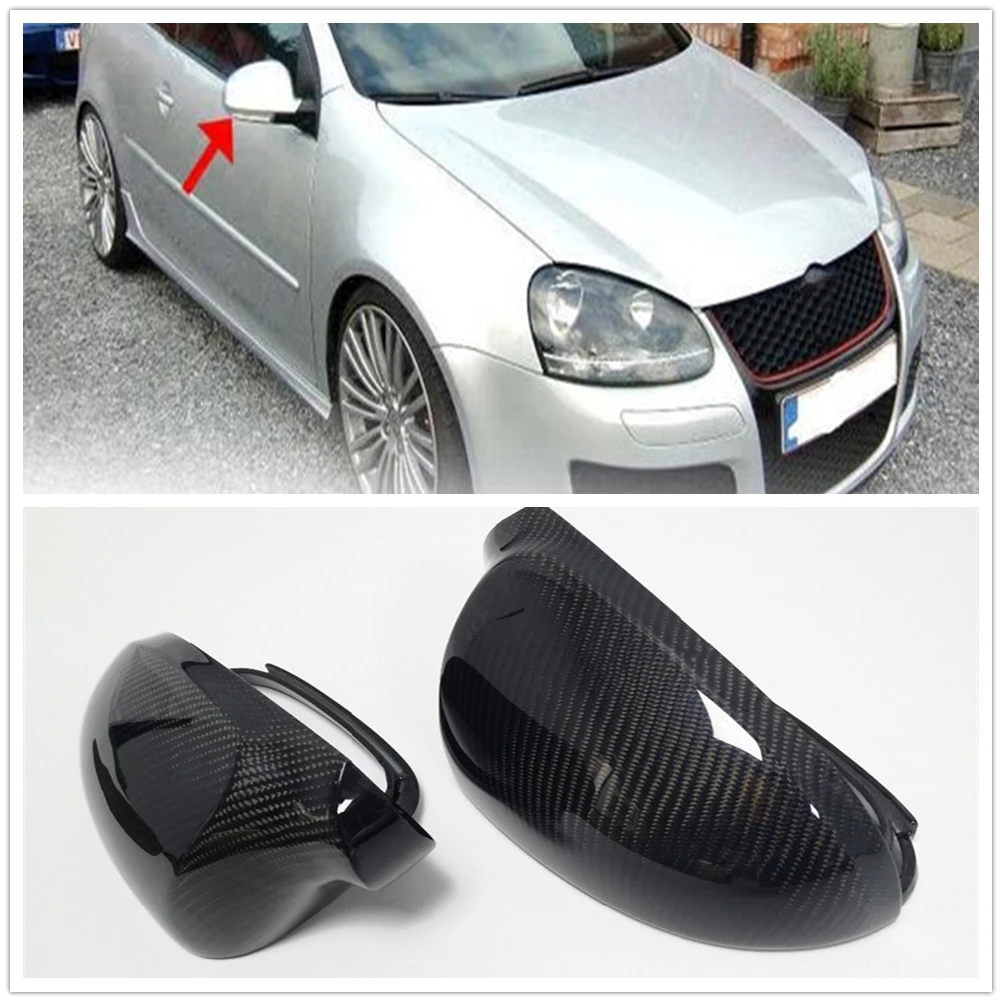 

Carbon Fiber Rearview Mirror Cover Rear View Cap Car Exterior Shell Replacement Clip On For Volkswagen Golf 5 MK5 GTI 2003-2010