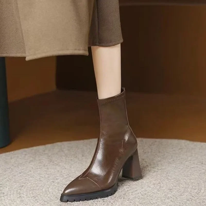 AJGS женские ботильоны на высоком каблуке с острым носком пикантные модные