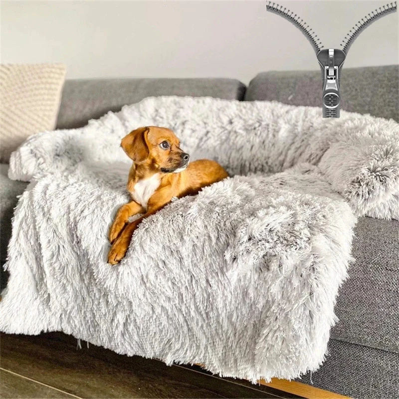 

YOKEE Removable Dog Sofa Beds Long Plush Pet Bed for Large Dogs Cats Winter Warm Pet Nest House Mat Cushion Dog Accessories