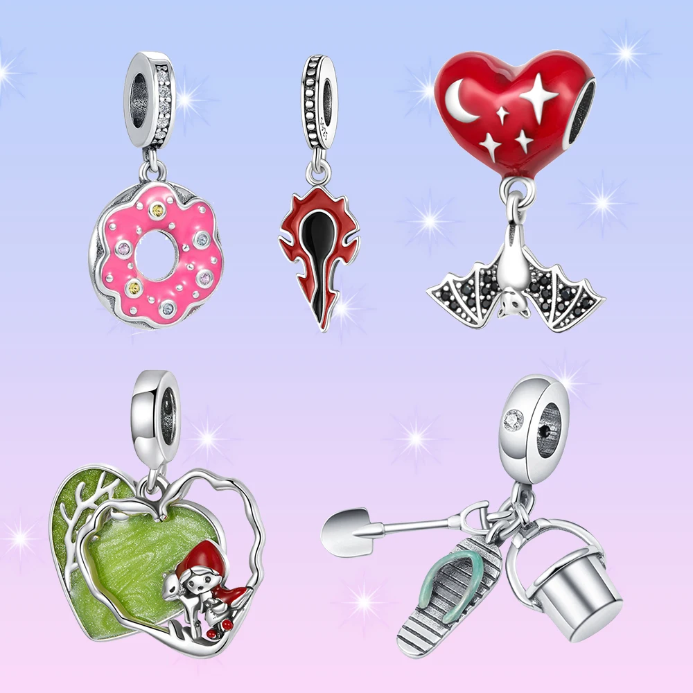 Pendentif de personnalité en argent 925 pour femme, carillon mignon et doux, thème de voyage, bracelet à bricoler soi-même, accessoire de bijoux doux, cadeau