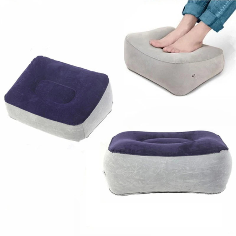 

Outdoor Sofa Footrest Pillow PVC Flocked Inflatable Foot Cushion Travel Portable Massage Foot Rest Folding Air Pillow