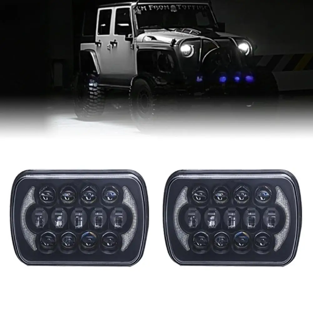

1pc 105w 6500K Square LED Headlight 5 x 7/7 x 6" Ip67 Super Bright Waterproof Lamp Bulb Compatible For Jk Cherokee Truck