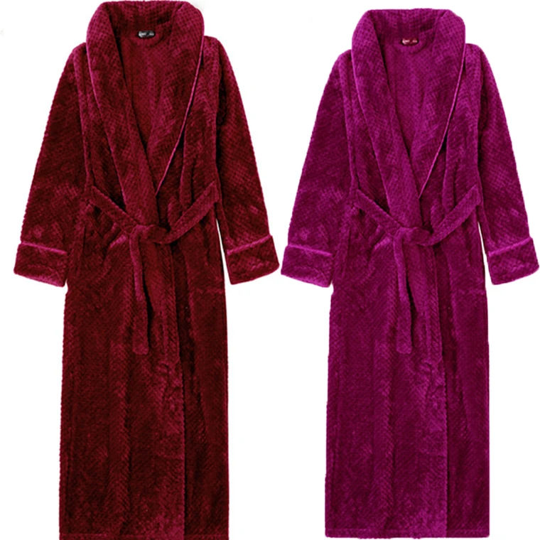 Осенне-зимняя фланелевая Женская длинная ночная рубашка утепленный теплый халат