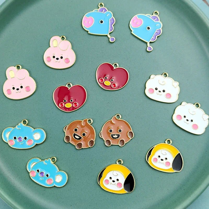 2 шт./компл. милые эмалевые Подвески в виде мультяшных кроликов подвески для