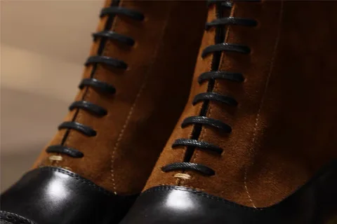 Мужские ботинки из натуральной кожи, с высоким верхом, на шнуровке