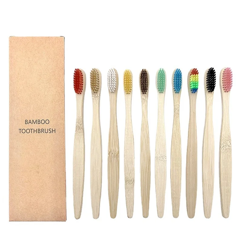 

10 Pcs Natural Colorful Toothbrush Eco Soft Bristle Bamboo Toothbrush Bamboo Charcoal Vegan Tooth Dental Oral Care Plastic Free