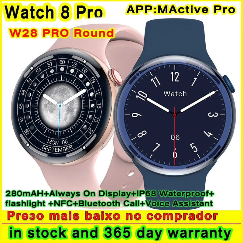 

Original Watch 8 Pro Smart Watch 1.5 inch NFC Bluetooth Call Music ECG IP68 Waterproof W28 PRO Round Smartwatch Men Series 8