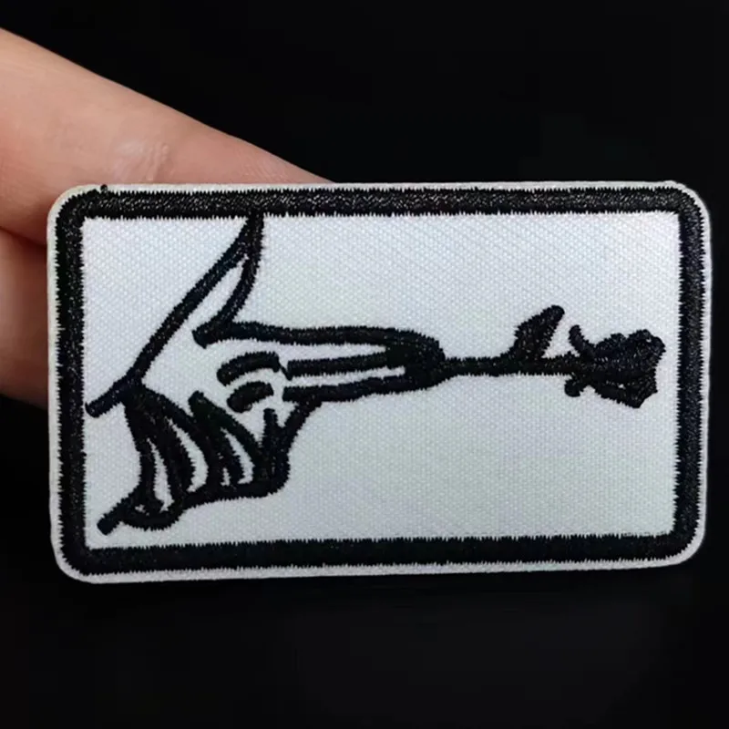 

Embroidery Cool Patch Rose Gesture Iron on Patch for clothing accessories Black Style Pattern Logo Strange things Diy Gifts