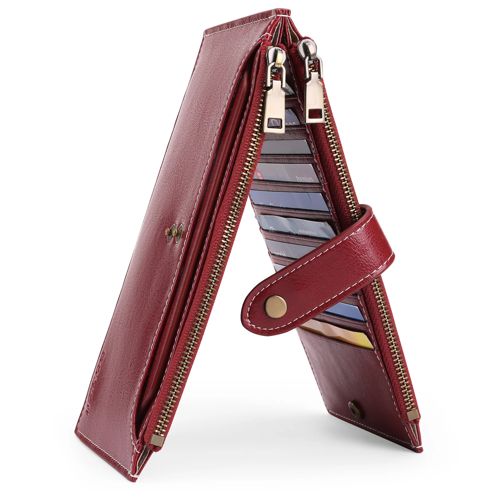 SENDEFN Fashion Men Long Wallet Women Long Purse Male Slim Money Bag Female Credit Card Holder Thin Two Fold Clutch For Ladies