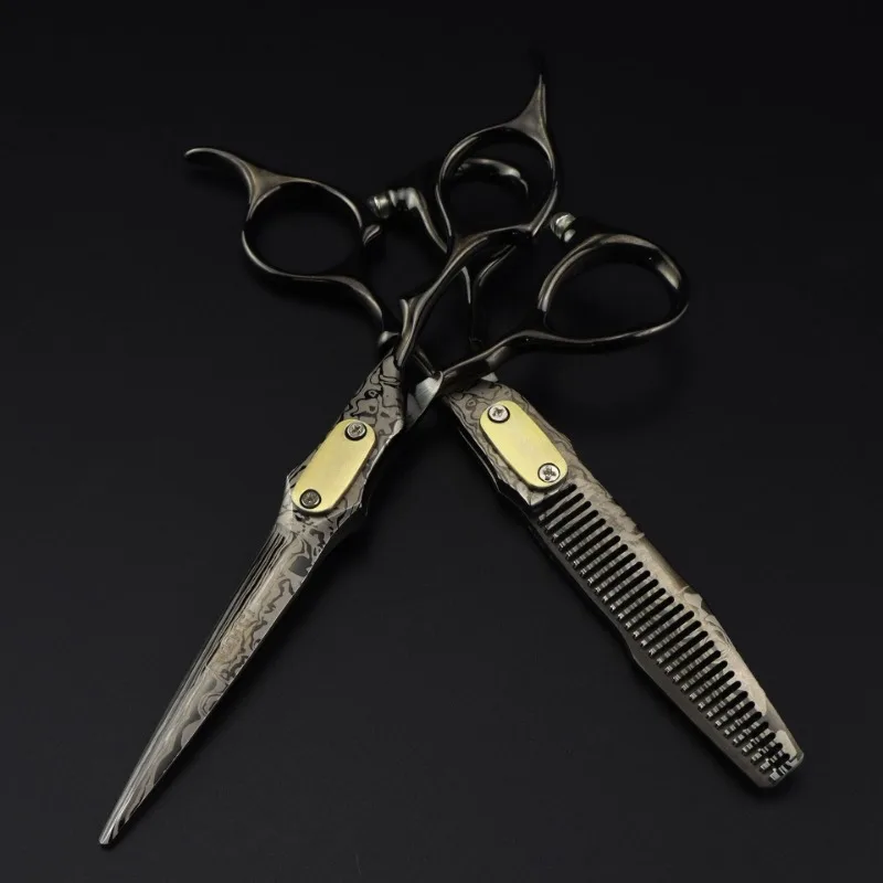Фото Профессиональные парикмахерские ножницы из японской стали 440C, 6 дюймов, для стрижки и филировки волос №2