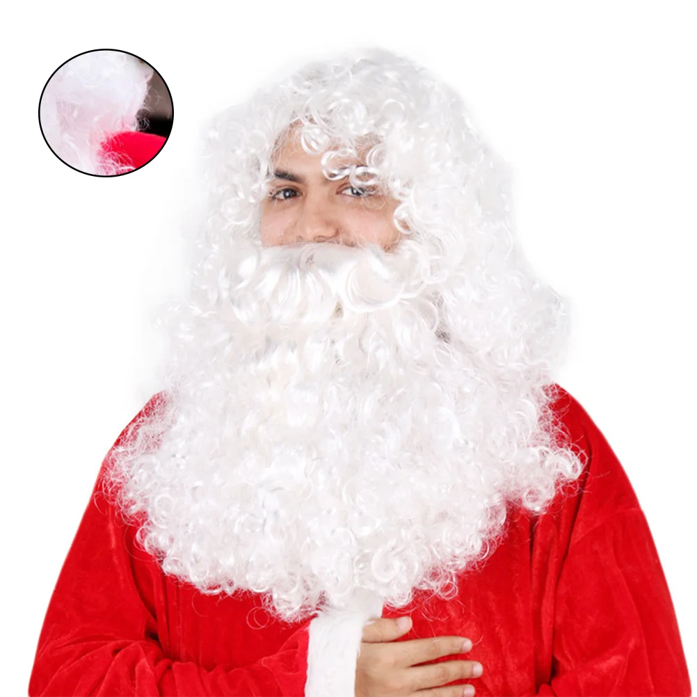 

Santa Claus Prop, Santa Beard Prop Vivid Santa Claus Headdress White Long Curly Prop for Christmas Party Supplies