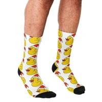 mens funny socks christmas rubber duck socks harajuku men happy hip hop novelty cute boys crew casual crazy socks for men