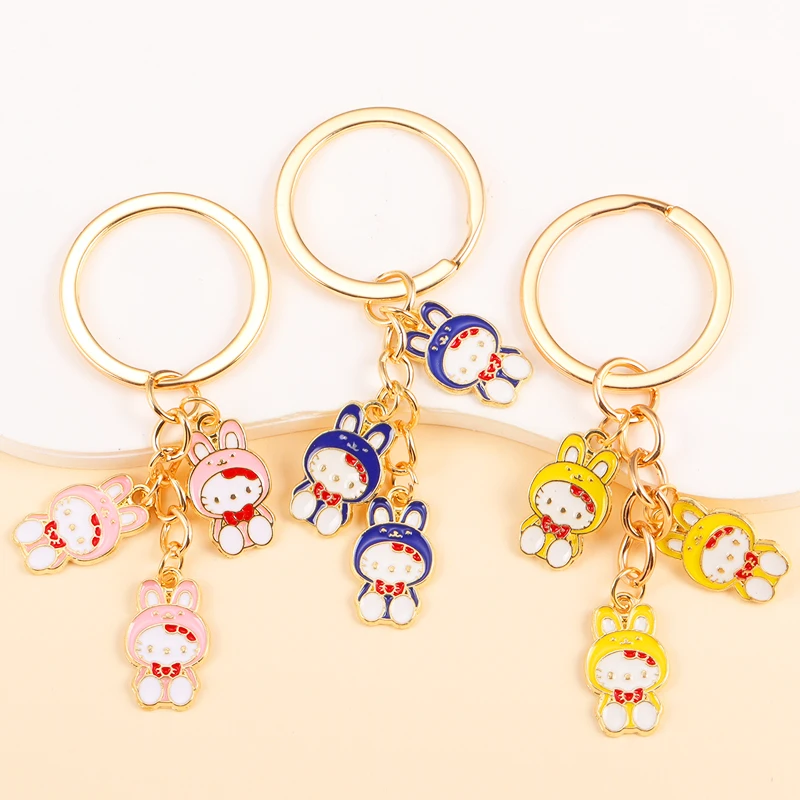 

Kawaii Enamel Anime Cat Pendants Keychain Cute Cartoon Kitty Keytag For Girl Kids Schoolbag Car Key DIY Decor Jewelry Party Gift