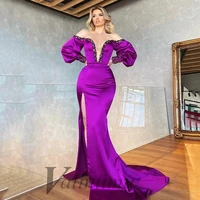 sexy v neck evening dresses crystals high side slit long formal prom gowns lady special occasion customised robes de soir%c3%a9e