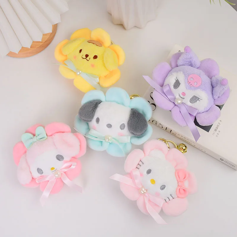 

Cartoon Sanrioed Kuromi MyMelody Cinnamoroll Kitty Flower Plush Doll Car Schoolbag Pendant Keychain Childrens Plush Toys