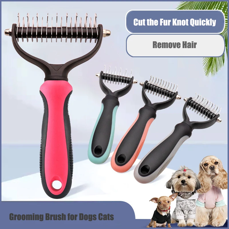 

Щетка для вычесывания шерсти домашних животных, инструмент для вычесывания шерсти у собак и кошек, двухсторонняя, для удаления шерсти