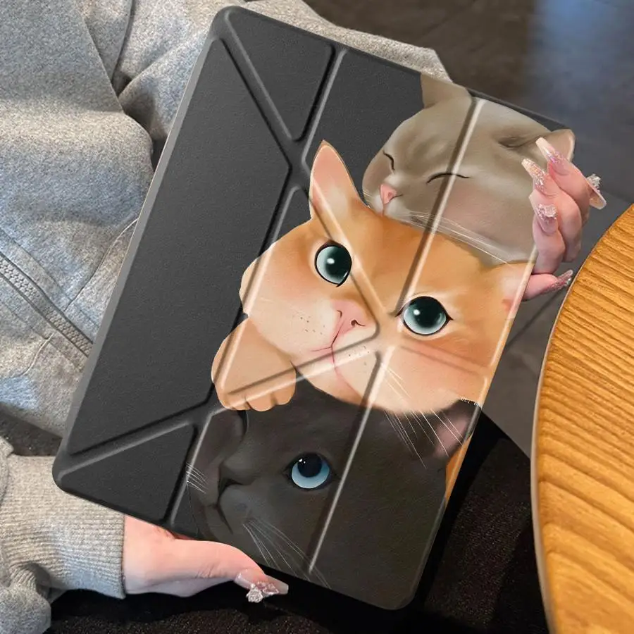 Чехол-подставка для планшетов iPad Pro 2025, Air 4, 5, M3, M2, M4, 11 дюймов, Pro 11-го, 10-го, 9-го, 8-го, 7-го поколений, 12.9 дюймов, Mini 6, 7 с забавным дизайном кошек (art.: 3920d97cd537c) - 3920d97cd537c
