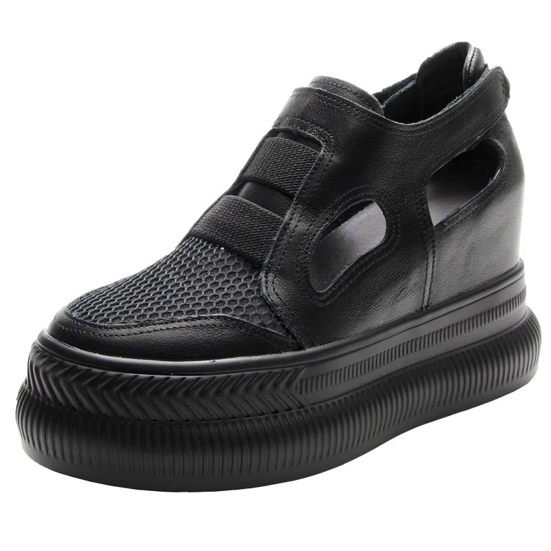 

Женские летние туфли из натуральной воловьей кожи, на танкетке 10 см