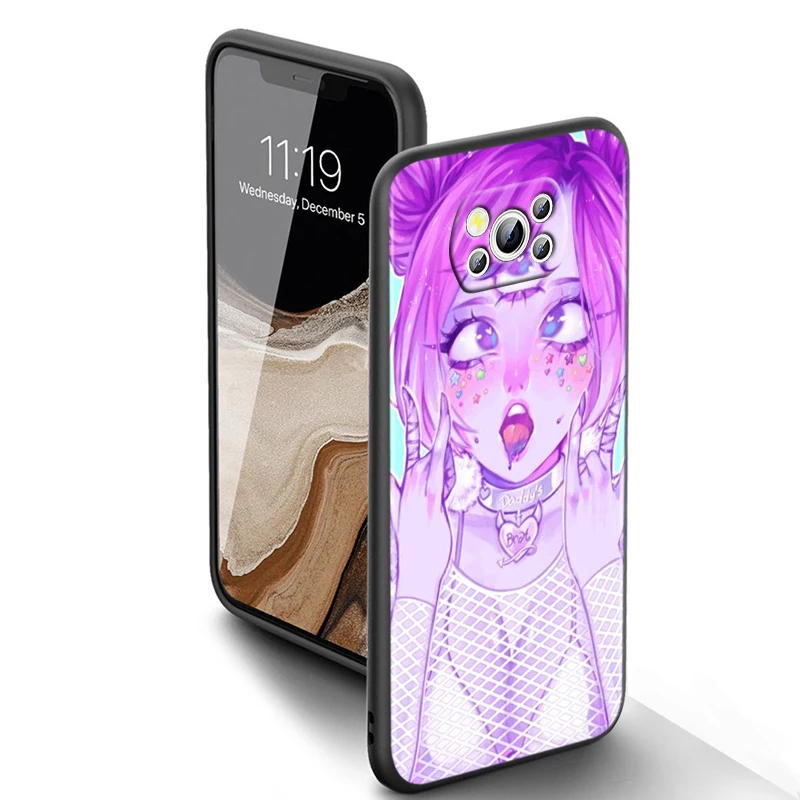 ahegao manga girl for xiaomi civi mi poco x4 x3 nfc f3 gt m4 m3 m2 x2 f2 pro c3 f1 5g soft tpu cover silicone black phone case free global shipping