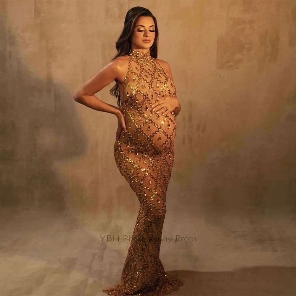 Maternity Dresses For Photo Shoot Women Pregnancy Stretch Fabric Lace Photography Props Sexy Maxi Gown