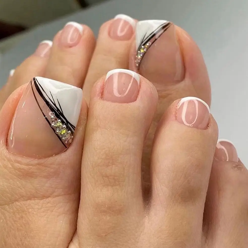 

Съемные блестящие накладные ногти с квадратными носками, 24 шт., носимые белые накладные ногти с полным покрытием, накладные ногти, накладные ногти