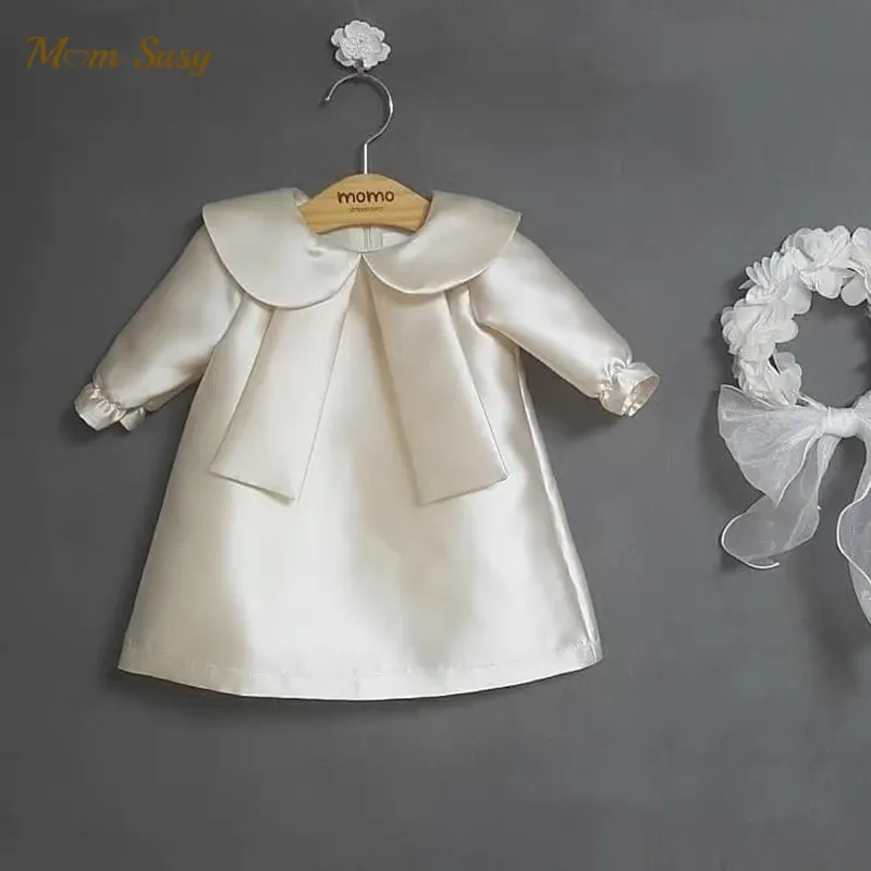 

Baby Girl Princess Peter Pan Collar Dress Long Sleeve Infant Toddler Teens Child Vintage Vestido Party Pageant Birthday 1-16Y