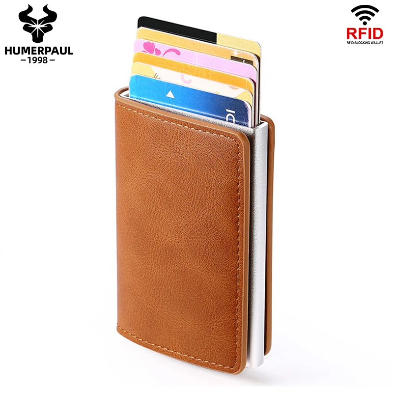 

Small Mini RFID Blocking Men's Credit Card Holder PU Leather Bank Cards Wallet Anti-Scan Protection Cardholder Purse For Women