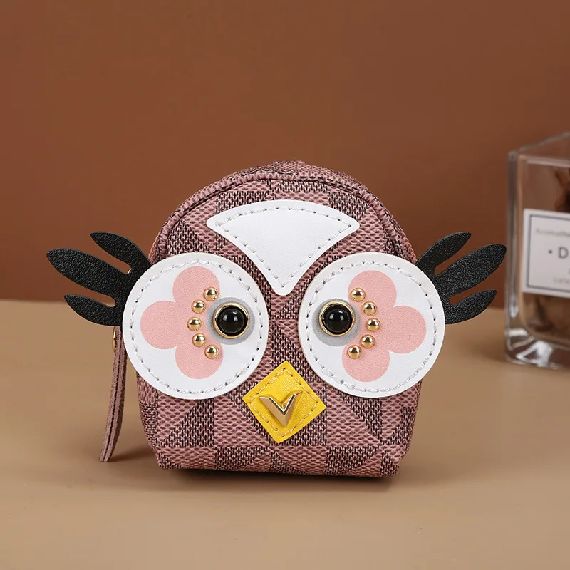 2023 Fashion old flower owl coin purse pu leather cartoon cute animal storage bag gift wholesale women coin purse small mini bag