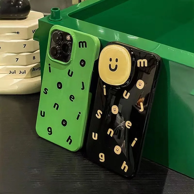 Корейский Ins зеленый черный чехол с английскими словами для iPhone 14 13 Pro Max Plus задняя крышка для телефона 12 11 Pro Max X XS XR Max 7 8Capa