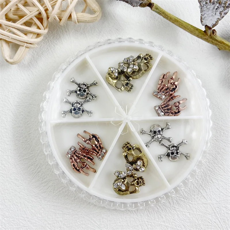 

New Holiday Dress Up Nail Enhancement Water Diamond Metal Skeleton Wearing Armor Diamond Jewelry 5 Piece Set