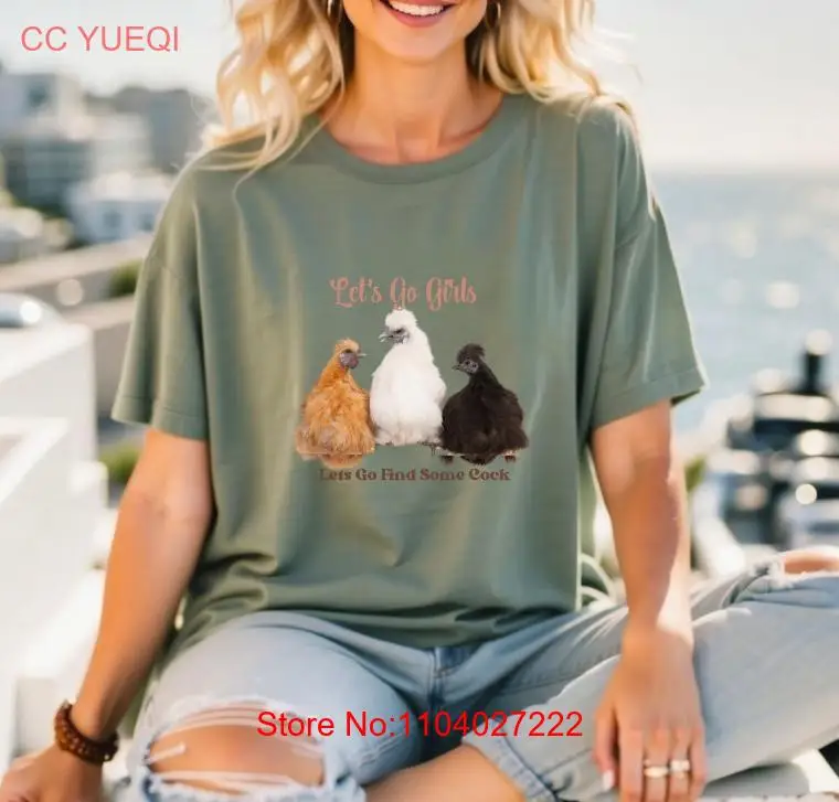 Футболка Let's Go Girls Find Some Cock забавная футболка с курицей женская подруга жена
