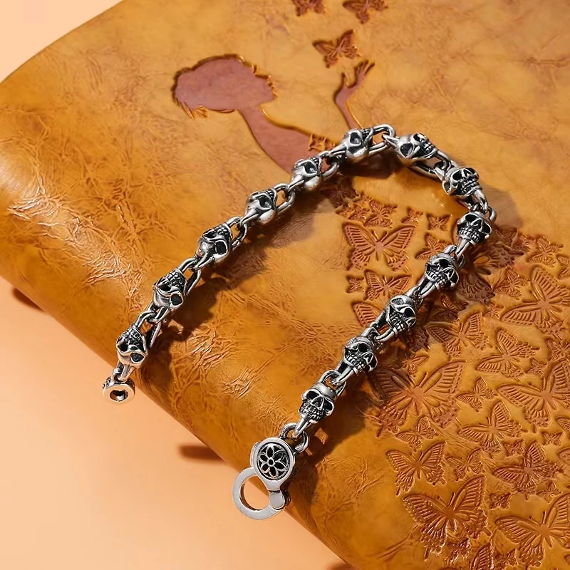 

S2 Skull Couple Bracelets Do Old European and American Punk Style Cherry Blossom Bracelets Ruffian Handsome Trendy Hand Jewelry