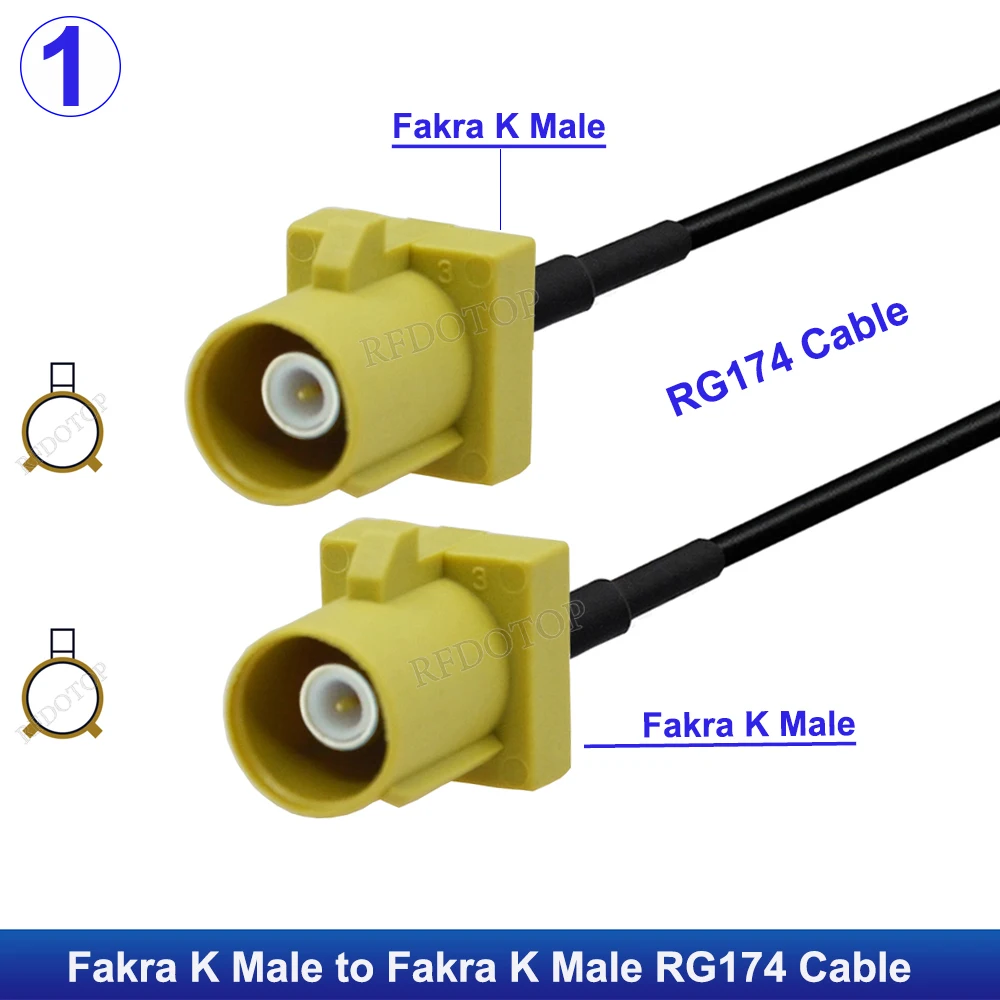 1 шт. Fakra K к Fakra K штекерному/гнездовому разъему Curry RAL1027 RG174 косичка RF коаксиальный кабель удлинитель для радио с выходом IF
