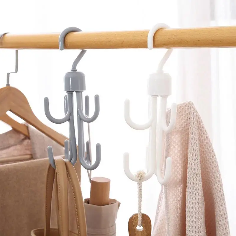 

Belt Hooks For Closet Rotatable 4 Claws Storage Rack Organizer Ties Holder Rack For Dormitory Home No Punching Clothes Bags