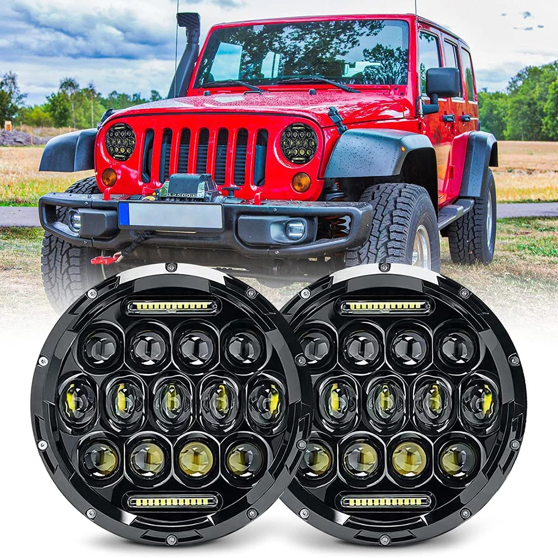 

7-дюймовая светодиодный ная фара для Touring Ultra Classic Electra Street Glide Road King Jeep Wrangler JK TJ LJ 1997-2020 Harley Davidson