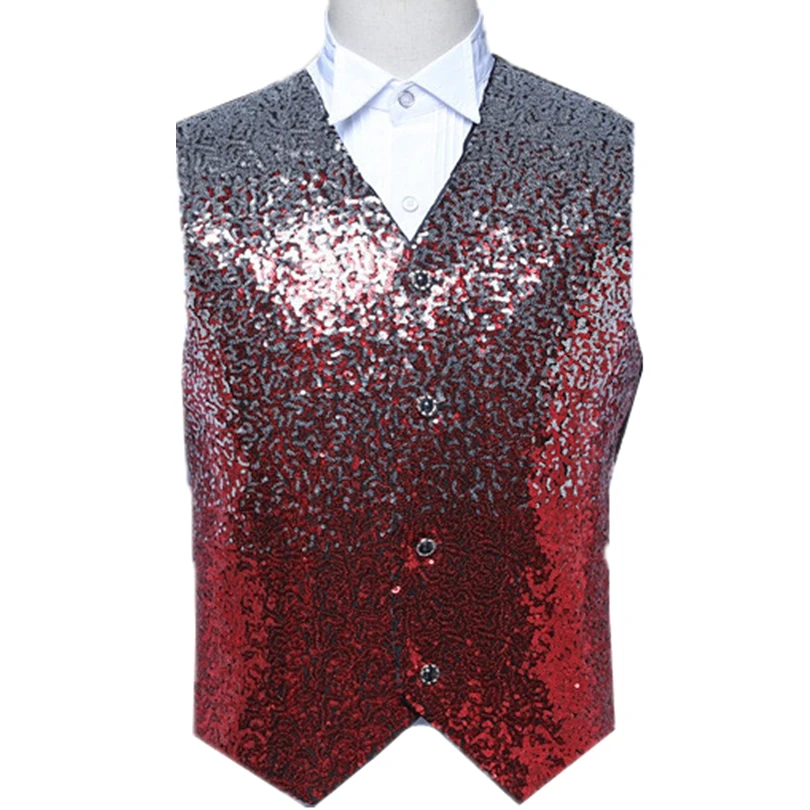Синий блестящий жилет с украшением из блесток мужские жилеты для свадебных