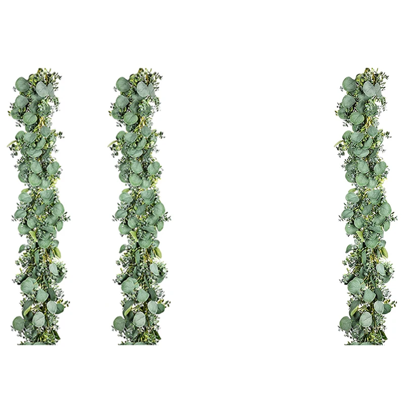 

Гирлянда из искусственных листьев эвкалипта, искусственная зелень 6,5 футов, матовая лоза для фотостены, домашний декор