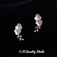 mini camellia flower design earring studs elegant fashion silver studs earrings for women fine jewelry girl gifts