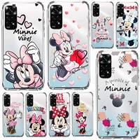 pink disney minnie mouse phone case for redmi note 11 11s 11t 10 10s 9 9s 9t 8t 8 pro plus transparent soft shell cover fundas