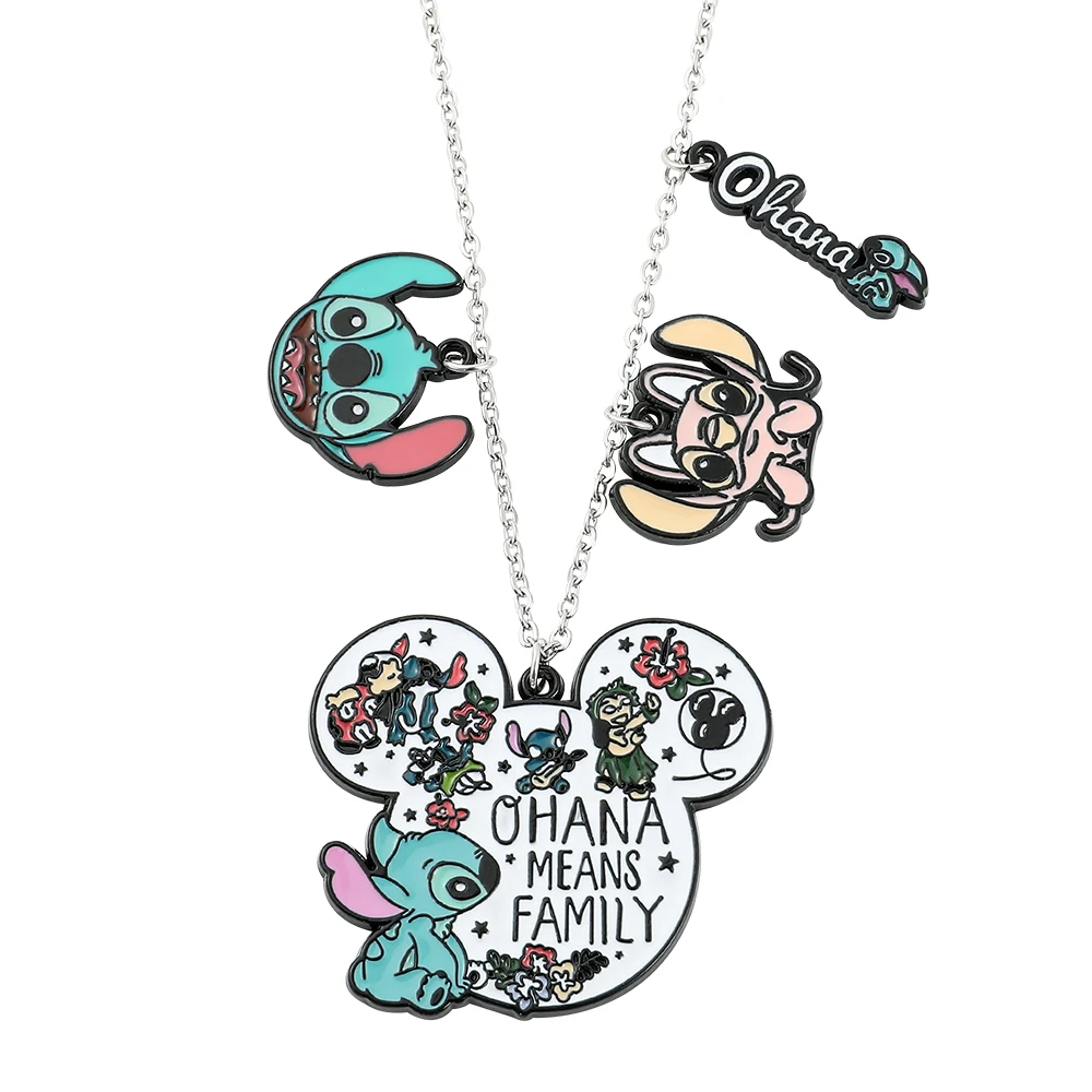

Stitch Necklace Ohana Means Family Pendant Neck Chains Disney Cartoon Cute Stitch Necklaces for Women Fashion Jewelry