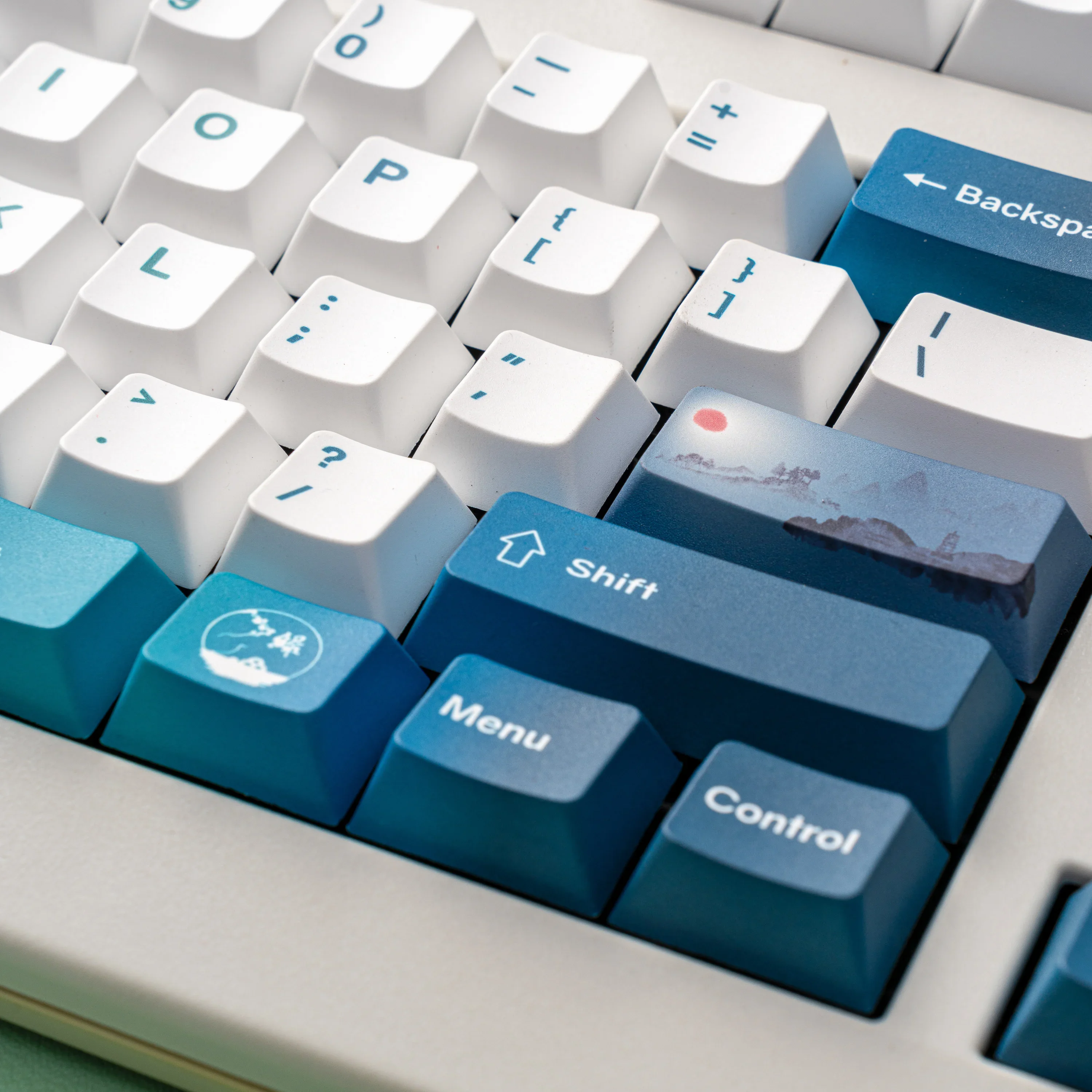 Guofeng зеленый PBT сублимационный колпачок для клавиш оригинальная непрозрачная