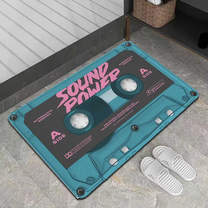 

Bath Mat Super Absorbent Non Slip Diatom Mud Bathroom Rug Music Tape Soft Carpet Quick Drying Bath Shower Rug Entrance Door Mats