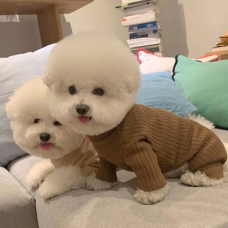 Solid Color Puppy Onesie Pet Autumn Four-legged Dog Bottoming Shirt Teddy Warm Knit Sweater Popular Pet Supplies