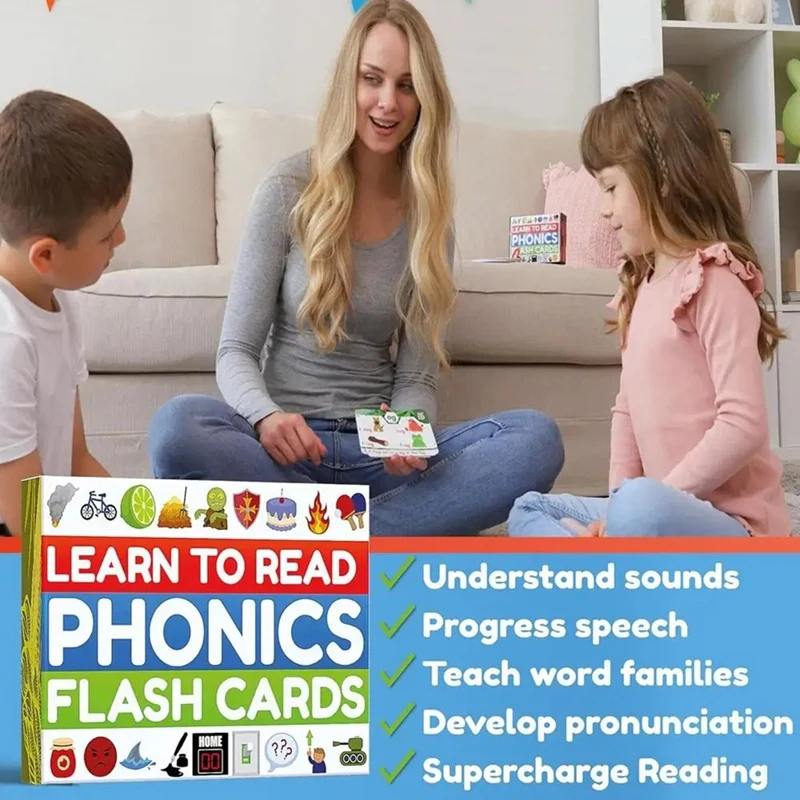 Phonics Sight Words Flash Cards Learn To Read CVC Blends Digraphs Long Vowel Sounds Games For First Second Grade