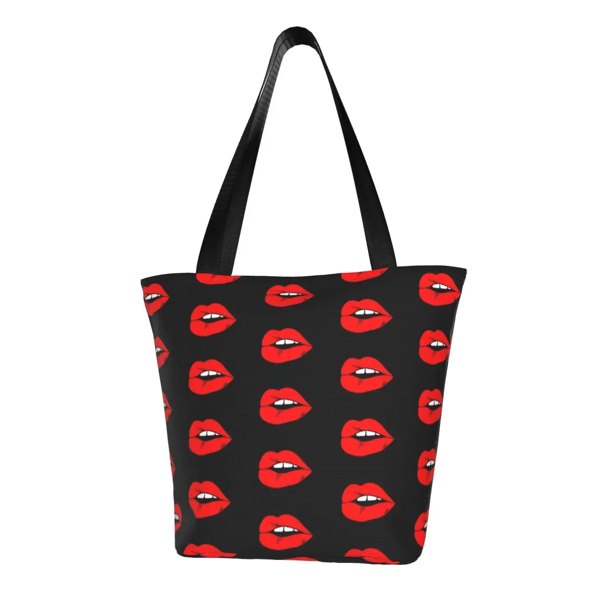 

Red Lips Print Shopper Bag Do Not Lie Design Shopping Bags Female Work Polyester Tote Bag Aesthetic Graphic Handbags